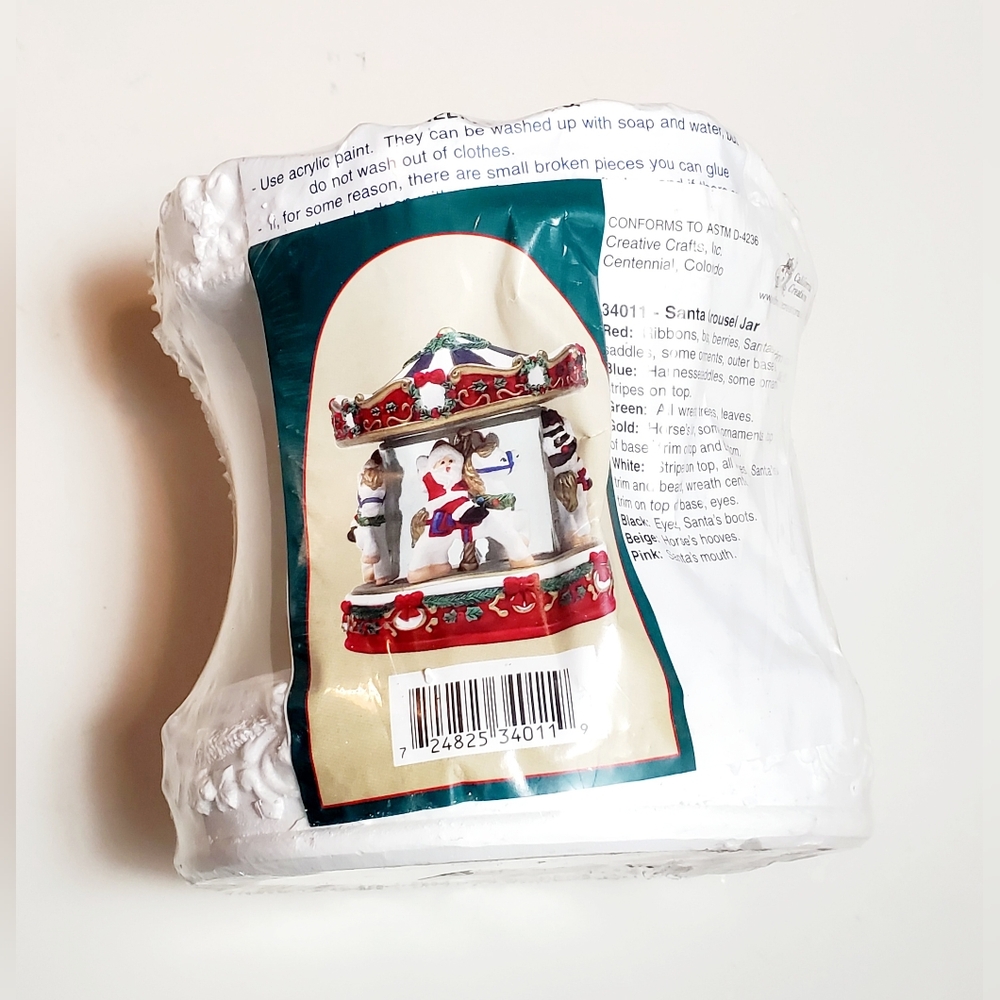 California Creations Creative Crafts Ready To Paint Ceramic Santa Carousel Jar